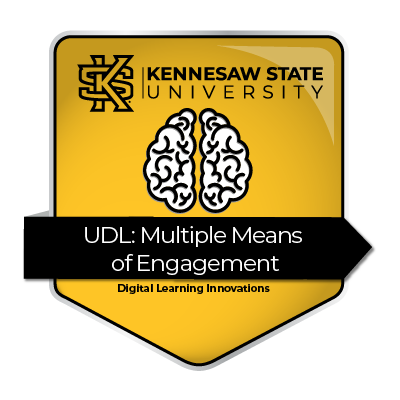 Multiple Means of Engagement, presented by Digital Learning Innovations. Badge II.