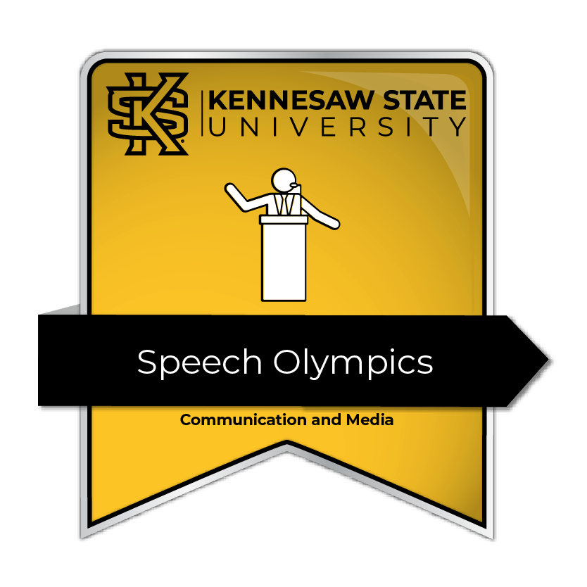 Speech Olympics presented by School of Communication & Media. Badge I